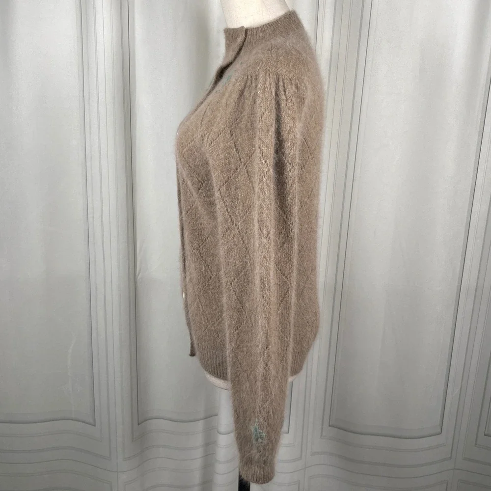 Vintage Stanley Blacker Angora Lambswool Embroidered Cardigan Medium - Picture 8 of 13